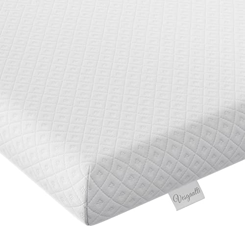 Vesgantti 4 Inch Memory Foam Mattress Topper Single, Gel & Bamboo Charcoal Infused Bed Topper for Cooling Sleep & Pressure Relieving, with Washable Cover-90 x 190 x 10CM