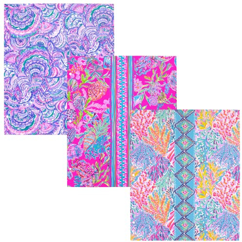 Lilly Pulitzer 3-Pack Pocket Folder Set, Colorful Letter Size Document Organizers, Folders Come Hole Punched to Fit Binders, Shell Me Something Good (Assorted)