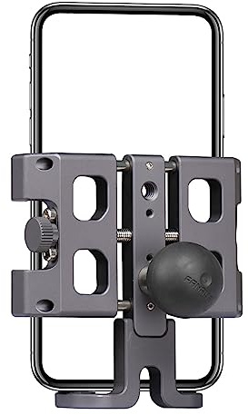 FANAUE CPC-09 Motorcycle Phone Mount with 1 Inch Ball Head for RAM Mounts B Size Double Socket Arm and Scooter UTV/ATV Bike Phone Holder, Aluminum Alloy Mobile Phones Clip for 5.5-7 Smartphone.