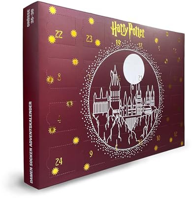 HARRY POTTER ® | Original Adventskalender | 12 Paar Socken Für Damen | Weihnachtskalender Mit Füßlingen + Langen Socken | 2 Größen | OEKO-TEX ®