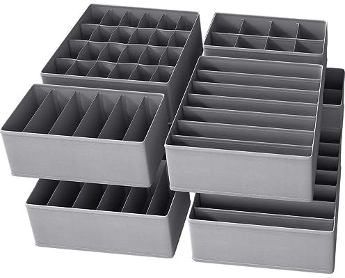 Bazasa 8er Schrank Organizer Shublade Stoff Odnungssystem für Kleidershrank Faltbare Organizer Grau Aufbewahrung Box Schubladentrenner für Unterwäsche BHS Socken Krawatten Underwear Wickelbedarf