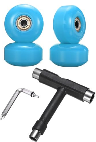 PATIKIL 52mm 95A Skateboard Wheels with Silver Bearings, 4 Pack Street Wheels with Skate Tool for Skateboards Tricks Cruiser Wheel Replacement, Blue