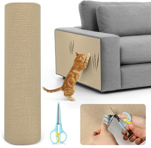 Kratzmatte Katze Selbstklebend, Kratzschutz Sofa Katze, Kratzfolie Katzen Selbstklebend, Kratzfolie Katzen Selbstklebend, Kratzschutz Wand für Türen Anti Kratz Folie 2m x 40cm Khaki