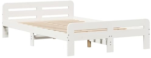 vidaXL Estructura de Cama sin colchón Madera Maciza Blanca 120x190 cm, Cama, Cama Doble, Estructura de Cama de Madera, Cama de Matrimonio