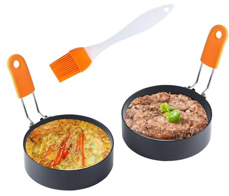 Large Egg Rings 3.5 Inch 2 Packs - Fried Egg Frying Molds for Non Stick Cooking Round Egg Circles for Pancakes Crumpets