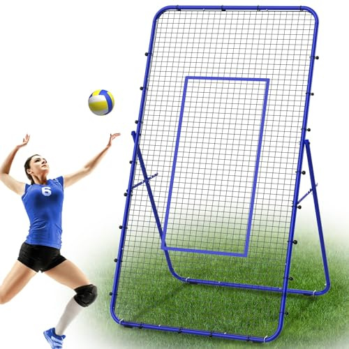 LIANTRAL Red de Voleibol Ajustable de 5 Ángulos, Fútbol Béisbol Rebounder Net, Equipo de Entrenamiento con Zona de Golpe, Azul