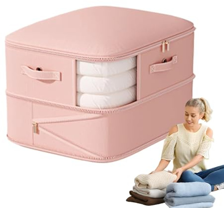 Organiseur de compression de voyage – Sac fourre-tout à 2 couches avec fermeture éclair pour oreillers, couettes, matelas, armoires de voyage, dortoir, camping-car, mariage, maison, literie