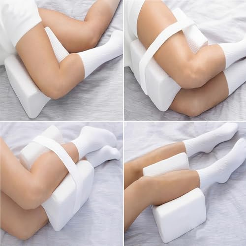 Gr8 Home Memory Foam Leg Knee Support Pillow White Ergonomic Cushion for Leg Knee Hip Ankle Pain Relief Sleeping Bed Aid With Strap Removable Pillowcase Cover