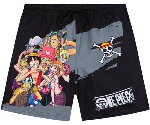 One Piece Bañador Niño 7-14 Años, Bermuda Niño con Bolsillos y Cintura Elástica con Cordón, Pantalón Corto Baño UPF 50+, Piscina Playa, Regalo Anime (13-14 Años, Multi One Piece)