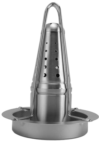 CHICIRIS Rostfritt Stål Bärbar Vertikal Kyckling Grillställ Avtagbar Kalkonhållare för Utomhus BBQ Grill Camping och Picknick 6,9x9,4in