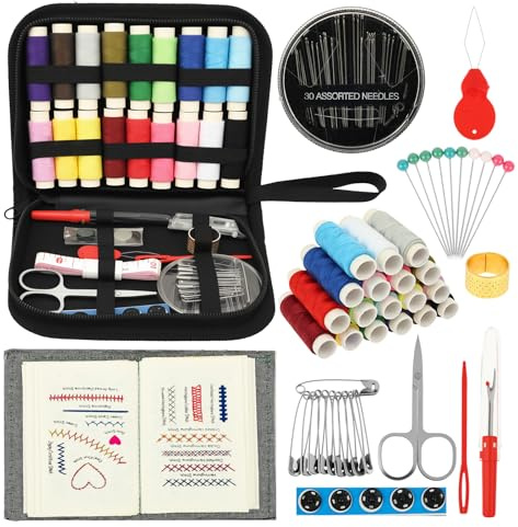 Jokapy Juego de libros de bordado, libro de bordado para principiantes, juego de bordado de lino con instrucciones de costura y herramientas, práctico kit de bordado para principiantes y adultos