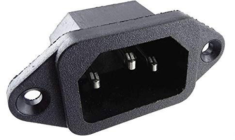 daier Kaltgeräte-Steckverbinder Stecker C-14, Kaltgeräte Einbau-Stecker 250V AC 10A, Löt oder Steckanschluß 4,8mm
