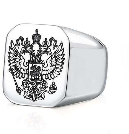 Bishilin Acier Inoxydable Homme Bague Argent, Aigle Bague Gothique Poli Brillant Bague avec Sceau Place Anneaux d'Amitié