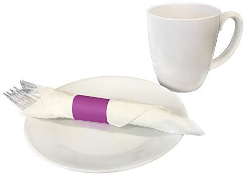 Raise Products Paper Napkin Bands Self Adhesive | Paper Napkin Rings Self-Adhering | Pre-Cut | Disposable | Safety Glue | Bond Paper | Pack of 500, 4.25” x 1.5”, Purple