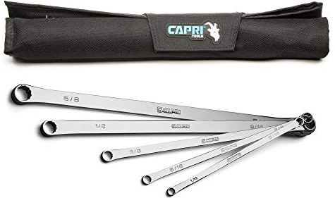 Capri Tools 0 Degree Offset Extra Long Box End Wrench Set, SAE, 1/4-3/4 in, 8 Sizes, 5 Piece