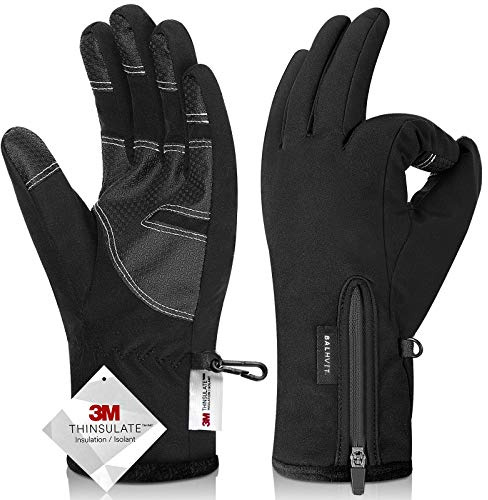 Balhvit -10℉ Waterproof Winter Gloves for Men & Women, 5-Layer Ski & Snow Gloves for Cold Weather, Breathable Warm Gloves with Touch Screen Fingers (L, Black)