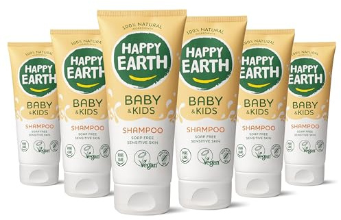 Happy Earth Champú para Bebés - Para Niños - 100% Ingredientes Naturales & Veganos - Sin Jabón - 200 ML