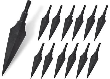 12pcs Metal Archery Arrowheads Traditional Arrow Broadheads Tips Hunting Points 150 Grain Black Arrow Head Crossbow Compound Bow Shooting Archery Broadheads