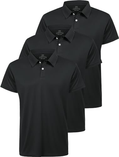 Star Vibe 3er Pack Polo Shirts männer polohemd atmungsaktive Herren Poloshirt Kurzarm funktions Poloshirt Herren Kurzarm Black/Black/Black L