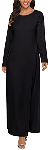 KBOPLEMQ Vêtements musulmans pour femmes Manches longues Robe fluide Abaya Robe maxi islamique Ramadan Élégant Robe d'été Robe musulmane décontractée pour femmes Vêtements de prière pour femmes, O