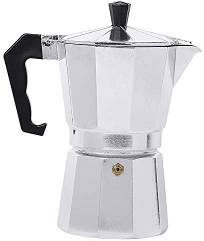 Generation Fashion New Stovetop Espresso Coffee Maker with Aluminium Percolator Steaming Pot, Silver Metal, Stovetop Pot 1 Cup, 2 Cups, 3 Cups, 6 Cups, 9Cups, 12 Cups (9 Cups (450ML))
