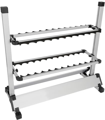 Estabeter Supporto per canna da pesca, in lega di alluminio, per 24 supporti per canna da pesca, per interni ed esterni, 72 cm x 32,5 cm x 72 cm, bianco