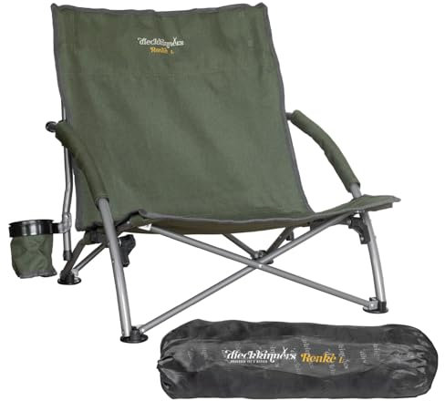 dieckkinners Strandstuhl Renke L, Bequemer Faltstuhl leicht tragbar mit Tragetasche, für Strand, See und Camping, belastbar bis 100 kg, Grün