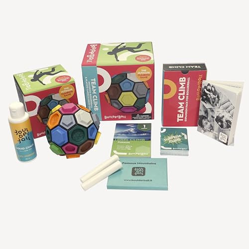 BOULDERBALL Team Climb - Fingerkletterspiel für Teamwork, Feinmotorik & Logisches Denken - Made in Italy - Inkl. Team Climb-Routenset & Liquid Chalk - Geschicklichkeitsspiel für Kinder & Erwachsene
