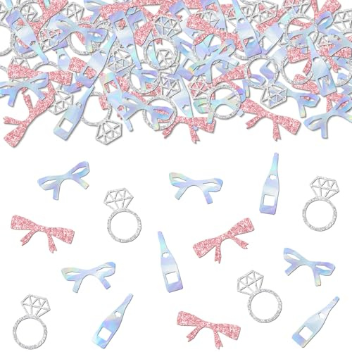 kreat4joy 200 st rosettkonfetti, hon knyter knuten möhippa rosett diamantring flaskkonfetti för kvinnor flicka, rosett möhippa möhippa möhippa bröllop förlovningsfest dekoration