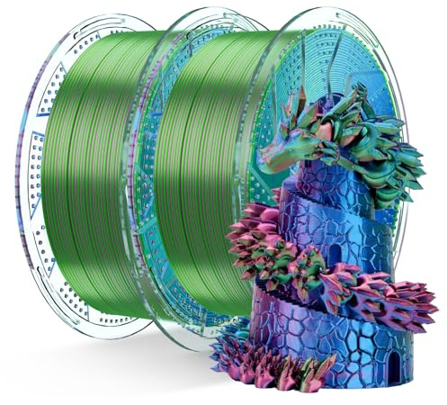 Chitu Systems Conjure, Filamento per stampante 3D in PLA seta, 1,75 mm, filamento tricolore in PLA per stampa 3D, rosso blu, verde, 2 kg (C-Silk PLA-rosso, blu, verde, 2 kg)