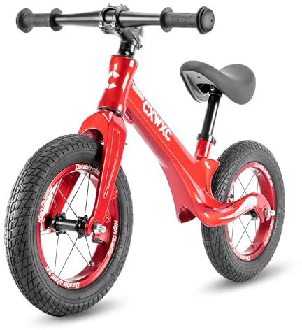 CXWXC 12 Laufrad für Kleinkinder - Alter 24 Monate bis 5 Jahre - Kinder-Schiebelaufrad mit Fußrasten, Laufrad ohne Pedale - Geburtstags Mädchen & Jungen (Rot)