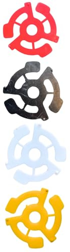 45 RPM Record Adapter Insert, Vinyl Center Hole Adapters, 4 Colors, 4-Pack (1)