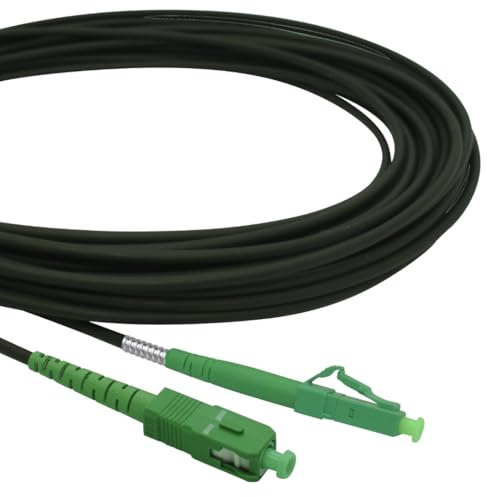 Conectra® - Glasfaserkabel gepanzert | OS2 | LC/APC auf SC/APC | schwarz | ideal für Heimnetzwerke | passend für Deutsche Telekom, Vodafone, 1&1, Deutsche Glasfaser und viele mehr (Länge 7 Meter)