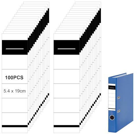 Etichette per Raccoglitori,100 PCS Etichette Autoadesive per Raccoglitori,5.4 x 19cm Etichettes Adesive Bianche,Dorso per Raccoglitori Standard,per Ufficio, Biblioteca, Archivio