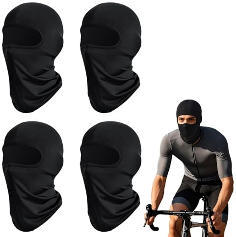 Tokaneit motorcykel balaclava, balaclava, motorcykel sommar, balaclava, UV-skydd, cykelmask, motorcykelmask, unisex motorcykelmask, sport skidmask, elastisk andningsbar mask 4 stycken svart, svart