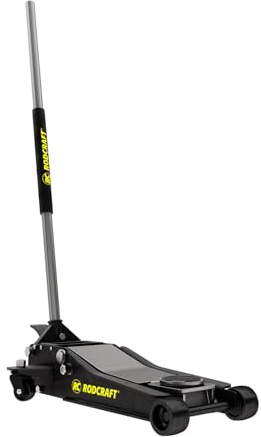 Rodcraft RH316 Rangier-Wagenheber mit 3 Tonnen Hubkraft mit niedrigem Profil, min. Höhe 95 mm, max. Höhe 520 mm, Zwei Pumpenkolben, 41 kg Gewicht, schwarz-Silber