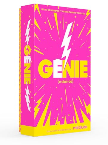 MIRALUDO Éclair de Génie - Jeu de Société Dingbats et Énigmes Visuelles - 280 Cartes - Jeu d'Ambiance Rapidité et Réflexion - Jeu Apéro Drôle Famille et Amis - 2 à 8 Joueurs