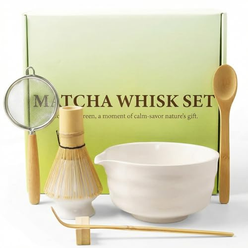Matcha Kit 7 pezzi Set da Tè Matcha Set di Matcha Giapponese Chasen Supporto per frullino in ceramica Cucchiaio per matcha la scelta perfetta per gli amanti della cultura giapponese del Matcha
