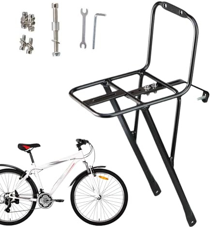 Portaequipajes Delantero para Bicicleta | Portaequipajes de Carga,Montaje de Transporte para Viajes con Bolsas Ciclismo Montaña y Crucero
