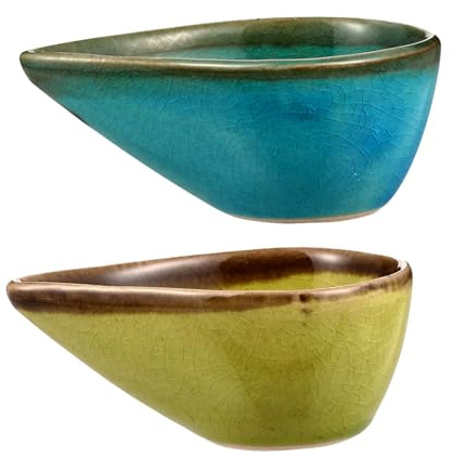 UPKOCH Ciotole in Terracotta Set 2 Pezzi per Oli e Affidabile Design Verde e Giallo per Casa e Centro Massaggi