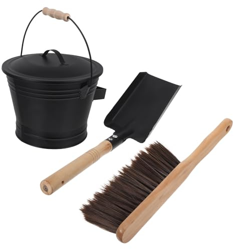 MOLUCKFU Metal Bucket for Outdoor Fire Charcoal Ash Bucket Fireplace Kit Wood Burning Stove Tools Black