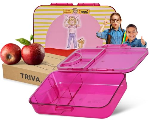 Lunchlåda för barn med Conni-starkt motiv – okrossbar matlåda med fack tillverkad i Tyskland – BPA-fri matlåda för dagis och skola – officiell licensierad produkt