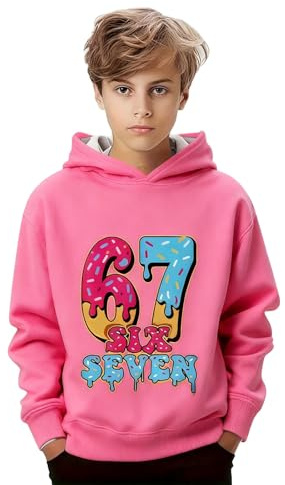 Jul 67 barnhuvtröjor sex sju 6 7 meme jultröja barn huvtröja med trendigt tryck pojkar jultröjor långärmad pullover sweatshirts jul huvtröjor för pojkar flickor