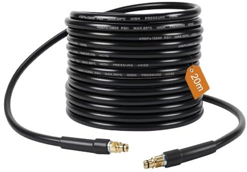 20M manguera de Alta Presión Compatible con Karcher K2 K3 K4 K5 K6 K7, Manguera de Alta Presión 180Bar con Conector Rápido,Ideal para Lavar Coches, Jardines, Fachadas y Suelos