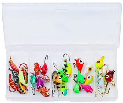 Esche da pesca sul ghiaccio, set da 30 mini da pesca, esche artificiali per la pesca di pesce persico e pesci predatori, per pescatori di diversi tipi di pesci, fiume, lago, acque profonde