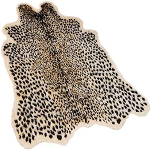 Feikou Alfombra de piel de vacuno con estampado de leopardo para el hogar, oficina, salón, dormitorio, 160 x 200 cm