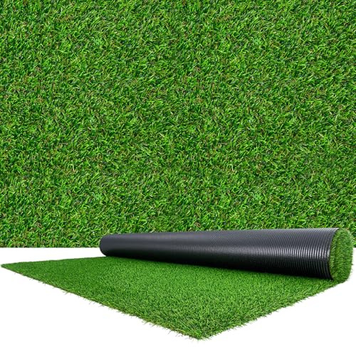 VEVOR Césped Artificial 457,2 x 213,36 cm, Rollo Césped Sintético con Altura de 3,5 cm, Alfombra de PE y PP con Orificios de Drenaje, Aspecto Natural para Balcón Patio Terraza Jardín Exterior Interior