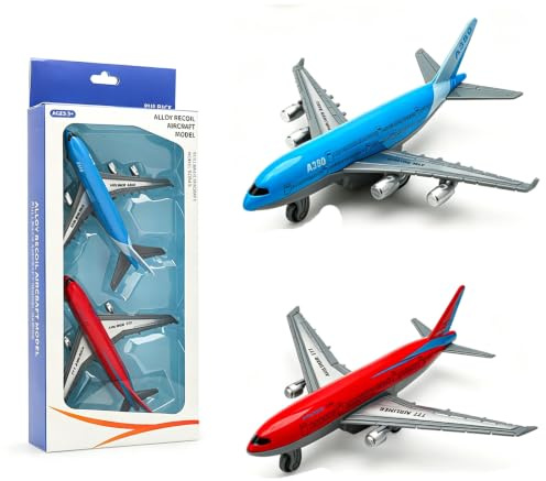 OFGAOO 2 stycken Airbus A380 flygplan leksaker, metall dra tillbaka leksaksflygplan 13,5 cm flygplan modeller flygplan leksak presenter för barn