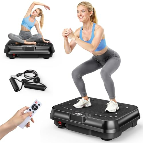 Vibration Plate Exercise Machine – 1–250 Speed Levels & 9 Auto Programs, Dual Motor Power Plate with 2 Resistance Bands, Vibrating Plate for Lymphatic Drainage, Weight Loss & Full Body Training