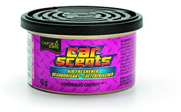 California Scents Ambientador de coche en Lata - Fragancia Duradera de Cereza (Hasta 30 Días) - Control de Intensidad de Olor para un Ambiente Fresco y Personalizado en tu Coche, 42g